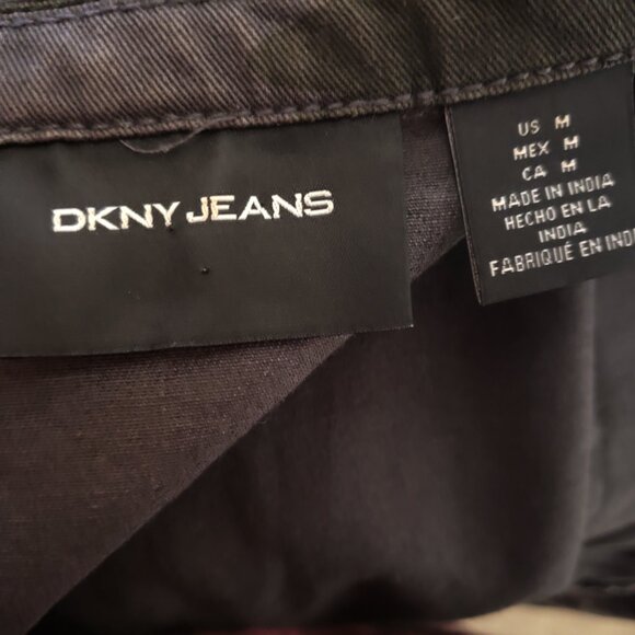 DKNY Women's M Jean Jacket Moto Bomber Gray Camo Cotton - Picture 6 of 7